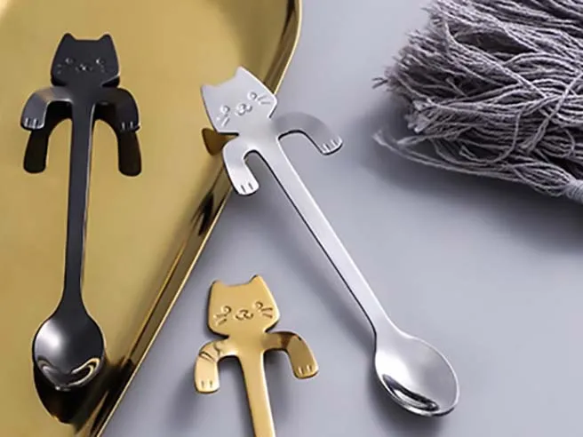 6 Theelepels Hangende Kat