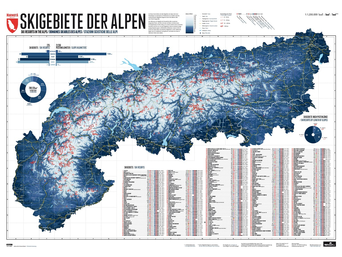 Poster Skigebieden Alpen | Ski Resorts Kaart Kopen - CoolGift