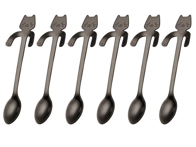 6 hängende Katzen Kaffee-/Teelöffel