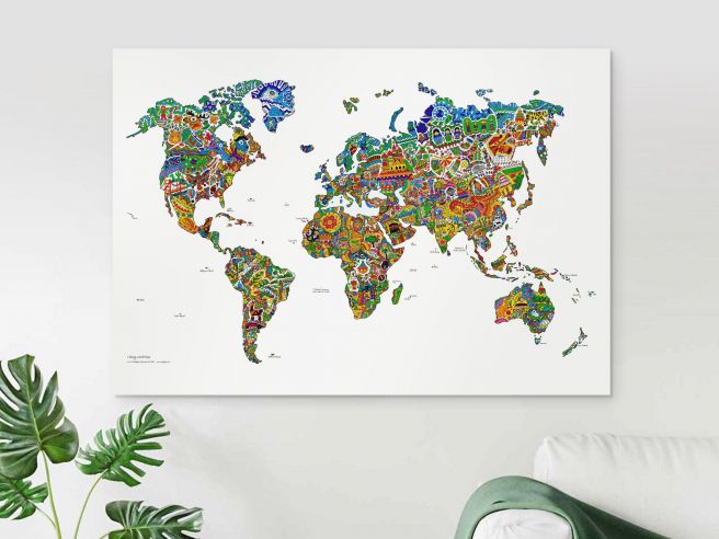 Kleurposter Wereldkaart
