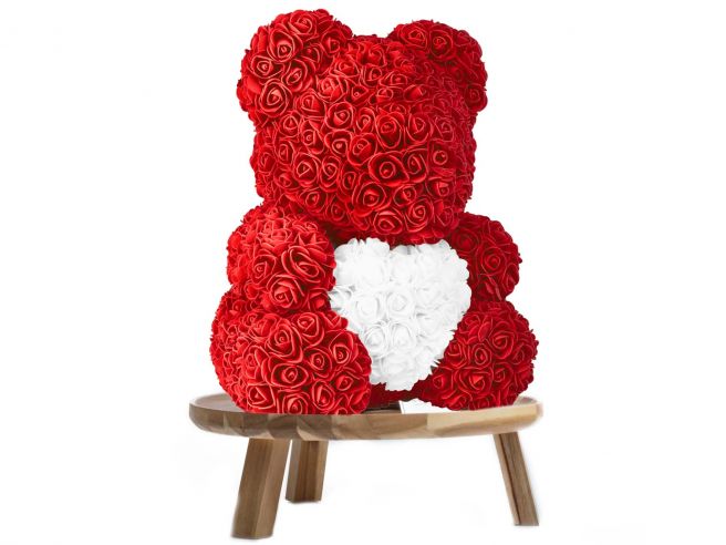 ROSEN BÄR 25cm mit Herz als Geschenk ❤️ Flower Bär Flower Bear mit Schaum Rosen