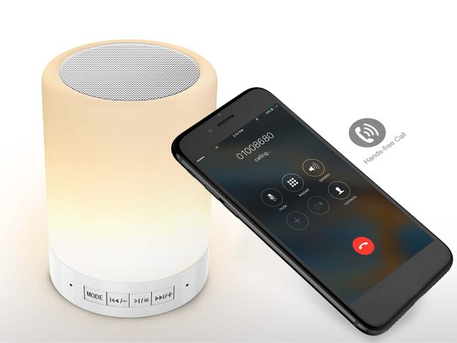 LED-Nachttischlampe mit Bluetooth-Lautsprecher
