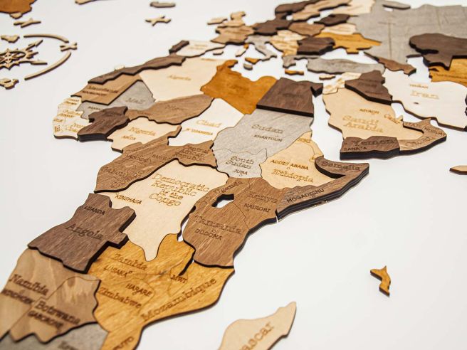 Carte du monde en bois 3D, carte murale en bois, cadeau de pendaison de  crémaillère, carte