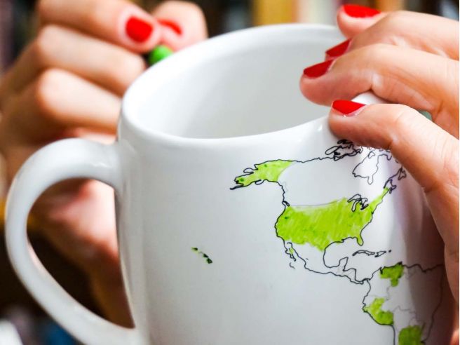 Weltkarten Kaffeebecher